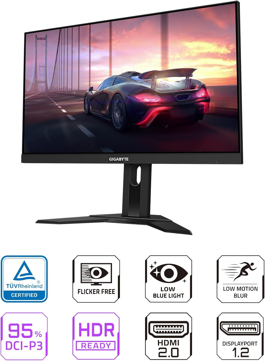 GIGABYTE G24F 2-24' 165Hz/180Hz(OC) 1080P Gaming Monitor, 1920 x 1080 SS IPS Display, 1ms (MPRT) Response Time, 95% DCI-P3, 125% sRGB, 1x DisplayPort 1.2 (HDR Ready), 2X HDMI 2.0, 3X USB 3.2