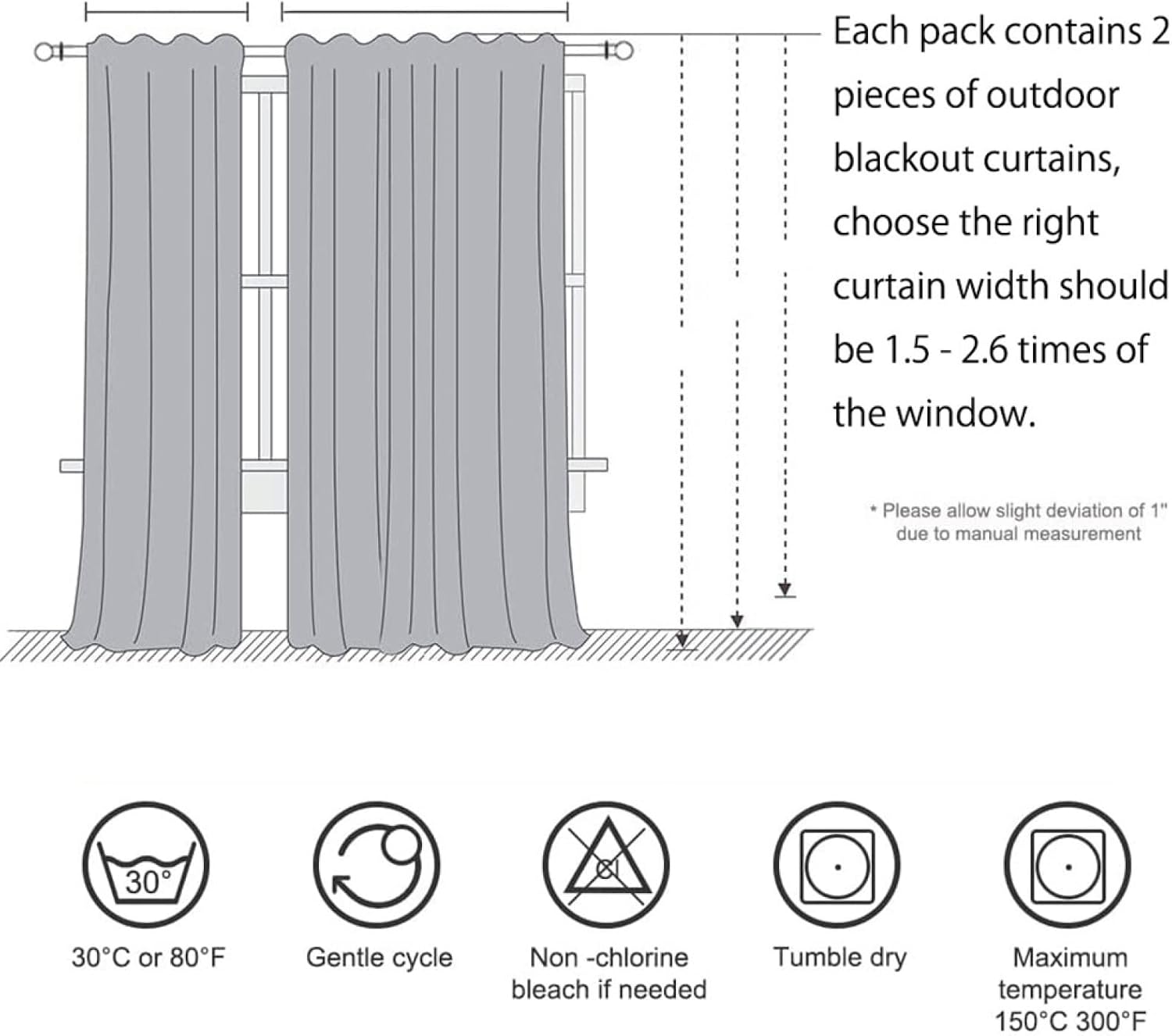 100W x 130L inch Waterproof Indoor/Outdoor Curtains for Patio Thick Privacy Grommet Curtains for Bedroom, Living Room, Porch, Pergola, Cabana, 2 Panel,Brown