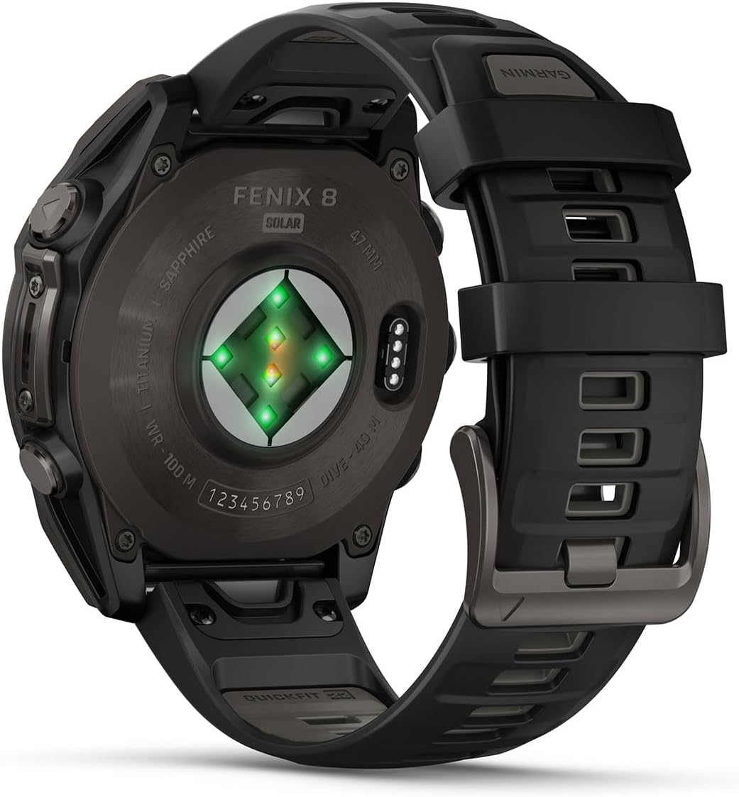 PlayBetter Garmin Fenix 8 Solar Sapphire (47mm, Carbon Gray DLC Titanium) Multisport GPS Smartwatch Bundle - 1.4' Touchscreen, Built-in LED Flashlight Portable Charger & Screen Protectors