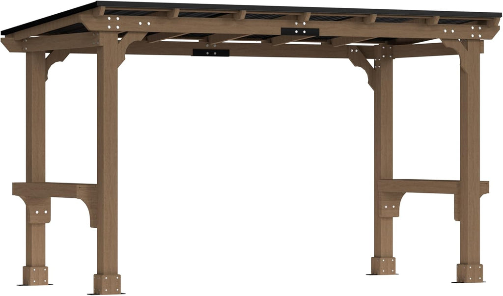MUPATER 6 x 13 FT Wooden Grill Gazebo with Sloping Metal roof, Heavy Duty Hard Top Grill Gazebo Suitable for 2 Full-Size Grills, BBQ Canopy for Outdoor Patio, Lawn, Garden