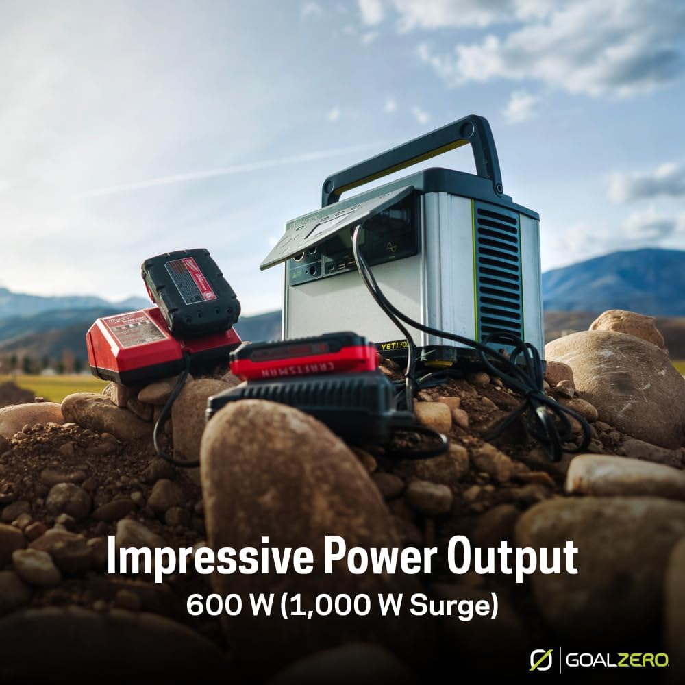 Goal Zero Yeti Portable Power Station, Yeti 700, 677 Watt Hour LiFePO4 Battery, Water Resistant & Dustproof Solar Generator for Outdoors, Camping, Tailgating, & Home, Clean Renewable Off-Grid Power