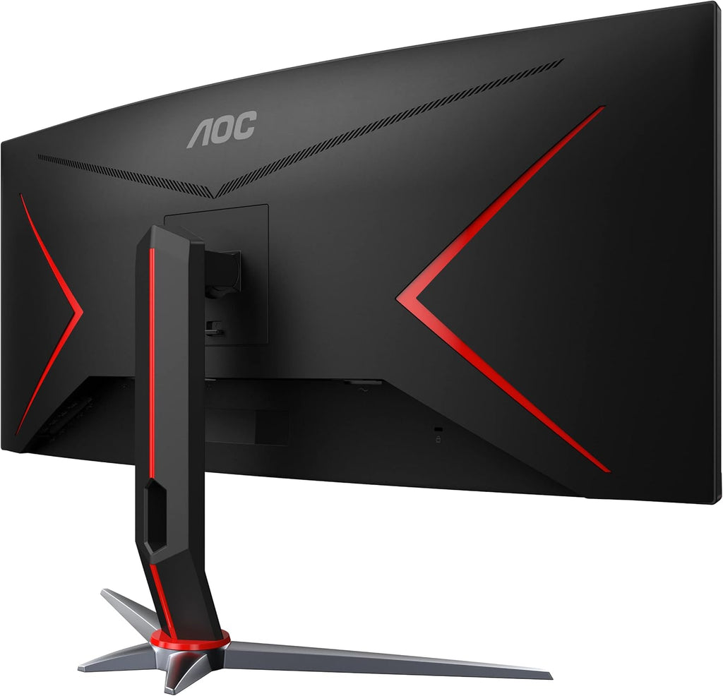AOC CU34G2X 34' Curved Frameless Immersive Gaming Monitor, UltraWide QHD 3440x1440, VA Panel, 1ms 144Hz Adaptive-Sync, Height Adjustable, 3-Yr Zero Dead Pixels, Black/Red