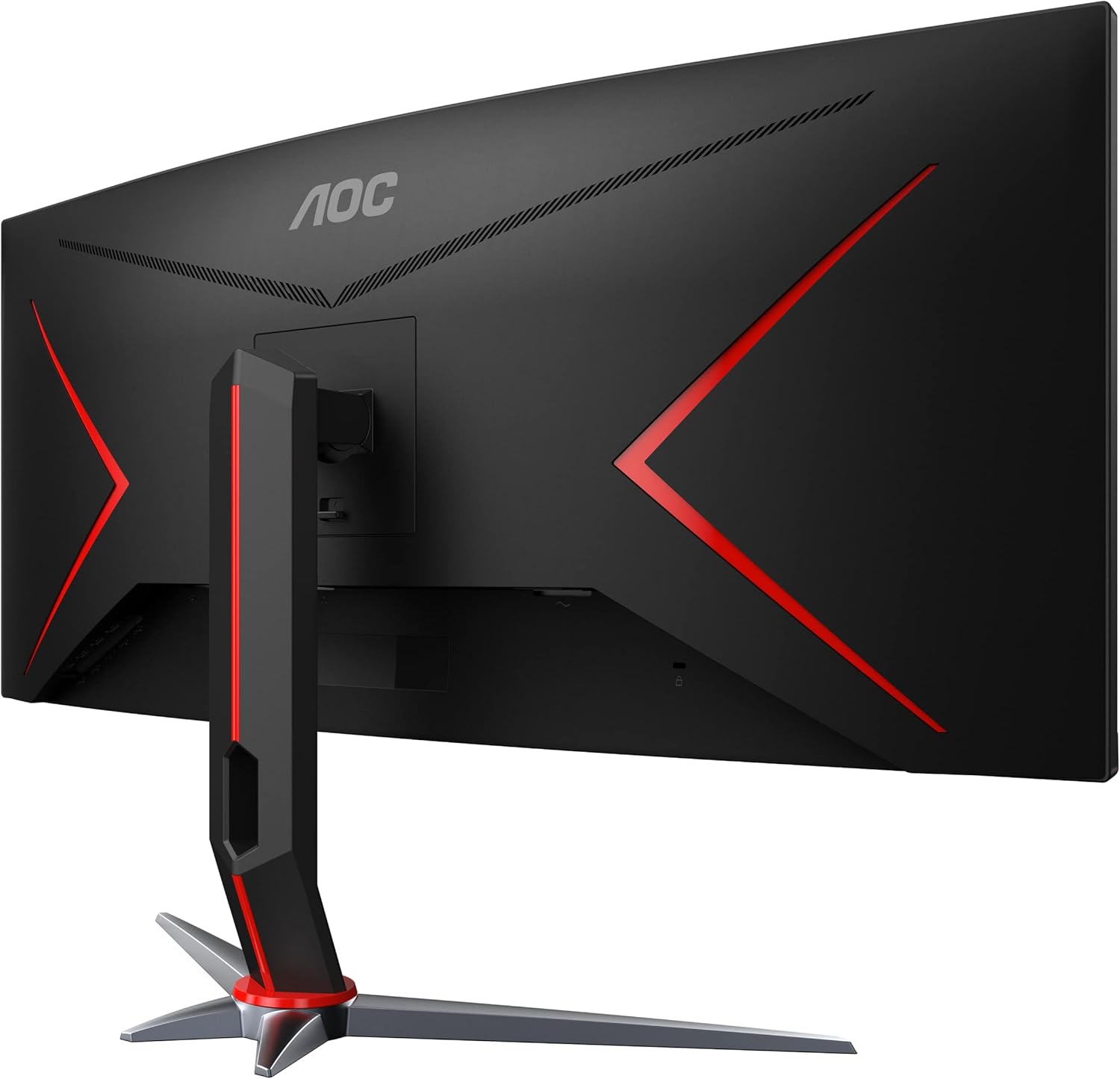 AOC CU34G2X 34' Curved Frameless Immersive Gaming Monitor, UltraWide QHD 3440x1440, VA Panel, 1ms 144Hz Adaptive-Sync, Height Adjustable, 3-Yr Zero Dead Pixels, Black/Red