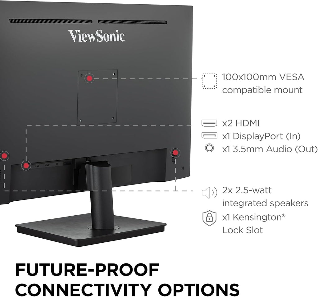 ViewSonic VS3225-2K 32 Inch 1440p Monitor, IPS Display for Productive Home and Office Spaces, Eye Care Technology, Variable Refresh Rate, HDMI, and DisplayPort Inputs
