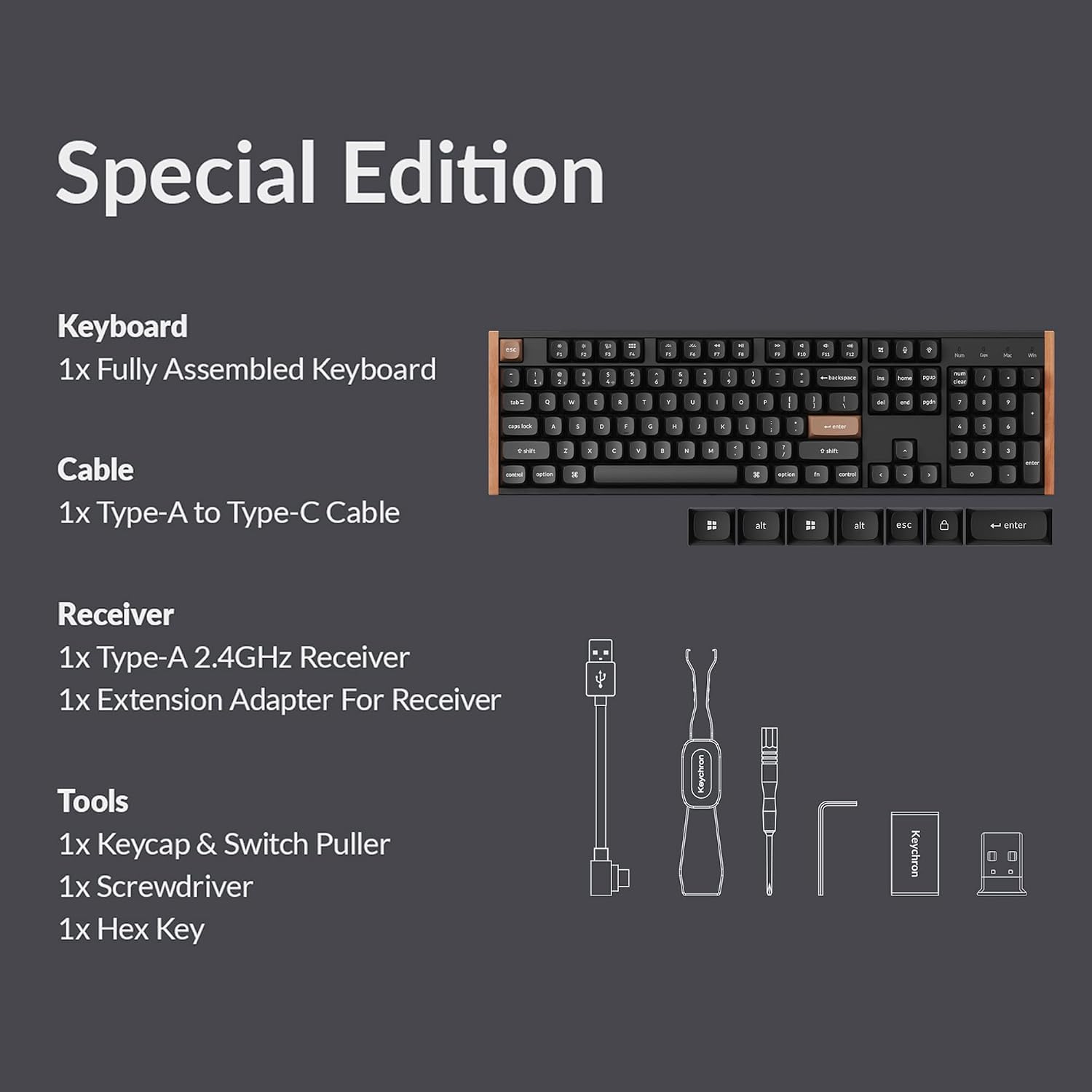 Keychron K10 HE Hall Effect Keyboard, Gateron Double-Rail Magnetic Nebula Switch, Full-Size Tri-Mode Wireless Keyboard with Rapid Trigger, Adjustable Actuation, RGB, Aluminum + Wooden Frame