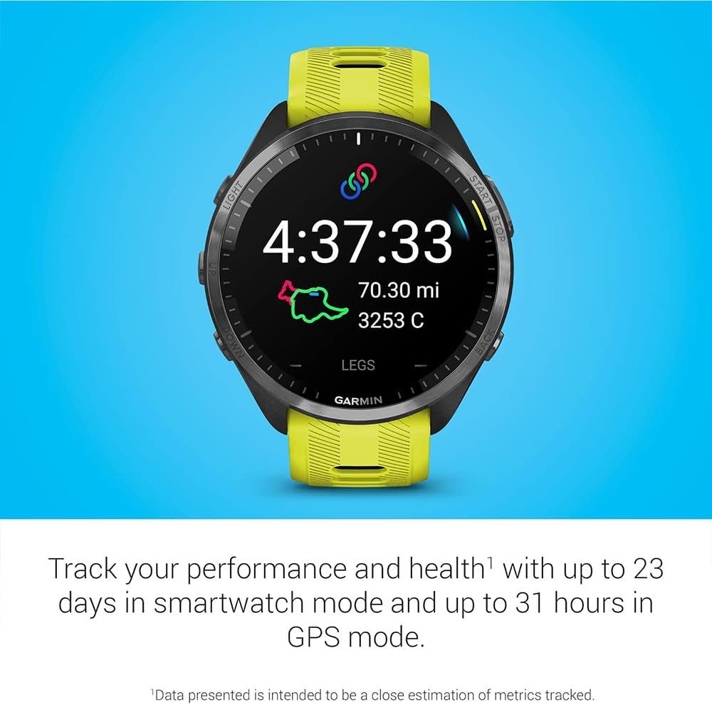 Garmin 010-02809-02 Forerunner 965 Running Smartwatch Amp Yellow and Black | Official USA Partner Model | Bundle with Deco Essentials Exclusive 26 Month CPS Enhanced Protection Pack