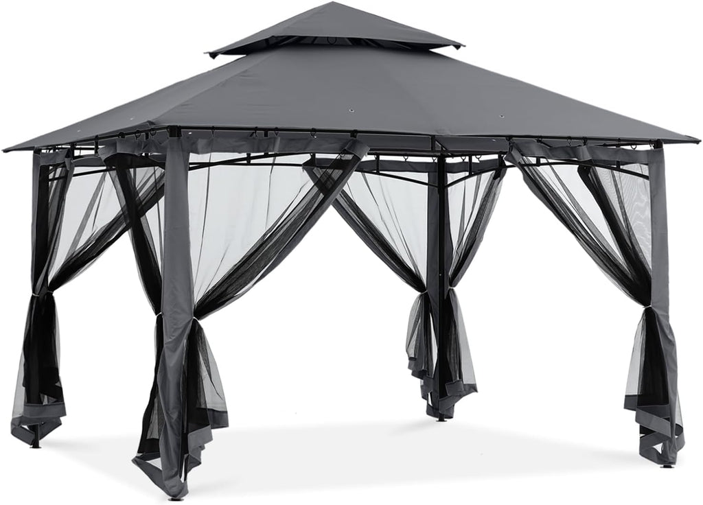 ABCCANOPY Gazebos for Patios 8x8 - Outdoor Steel Frame Gazebo with Mosquito Netting for Lawn Backyard Garden Deck (Dark Gray)