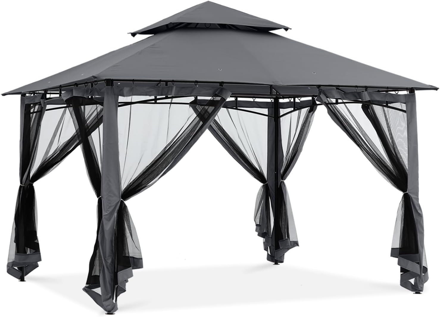 ABCCANOPY Gazebos for Patios 8x8 - Outdoor Steel Frame Gazebo with Mosquito Netting for Lawn Backyard Garden Deck (Dark Gray)