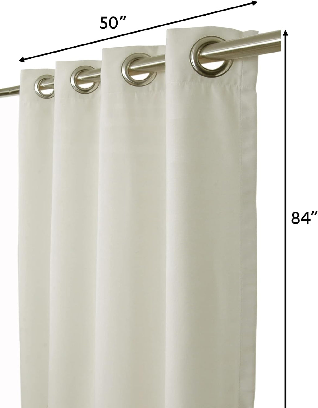 Outdoor/Indoor Sunbrella Curtain 84 inch x 50 inch with 8 Stainless Steel Grommets Canvas Canvas Off White