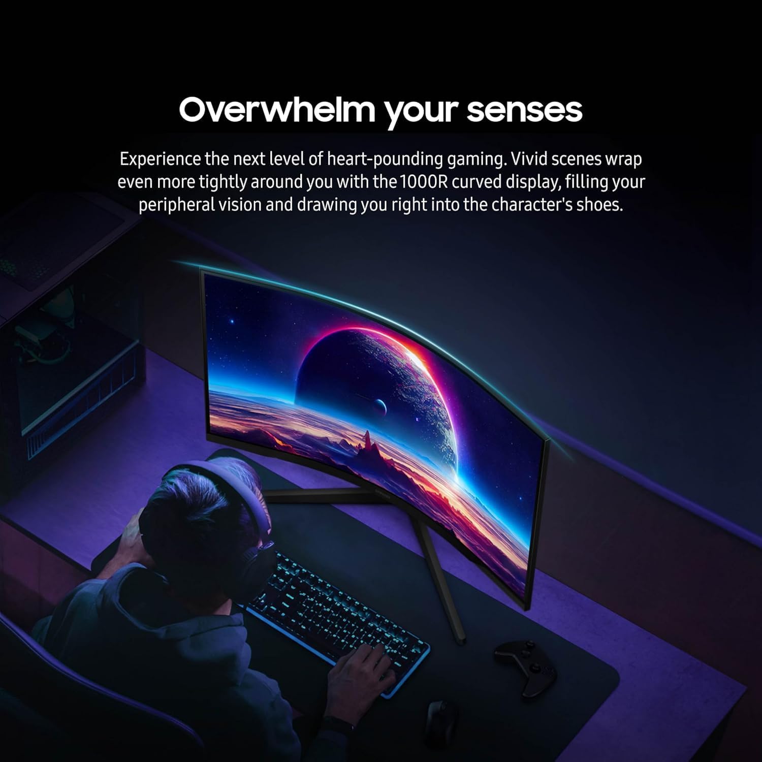 Samsung 27' Odyssey G5 QHD(2560x1440) 165Hz 1ms Curved Gaming Monitor | 1000R Curve, AMD FreeSync, HDR10, Eye Saver Mode,W/Hdmi
