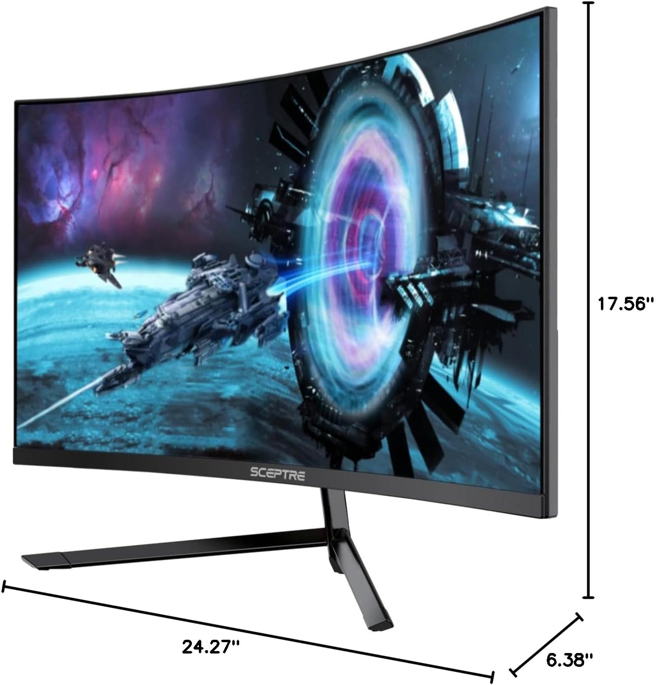Sceptre Curved 27' FHD 1080p Gaming Monitor up to 165Hz DisplayPort 144Hz HDMI Edge-Less AMD FreeSync Premium, Build-in Speakers Machine Black 2021 (C275B-1858RN)