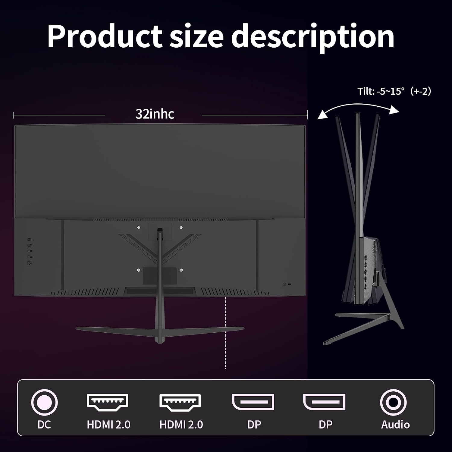 ZZA 32 Inch Curved Monitor 4K, 60HZ UHD (3840 * 2160P) 3000R VA Panel, Gaming Monitor with AMD Freesync, 100% sRGB HDR10 Wall Mountable (HDMI 2.0/DP 1.4 * 2)