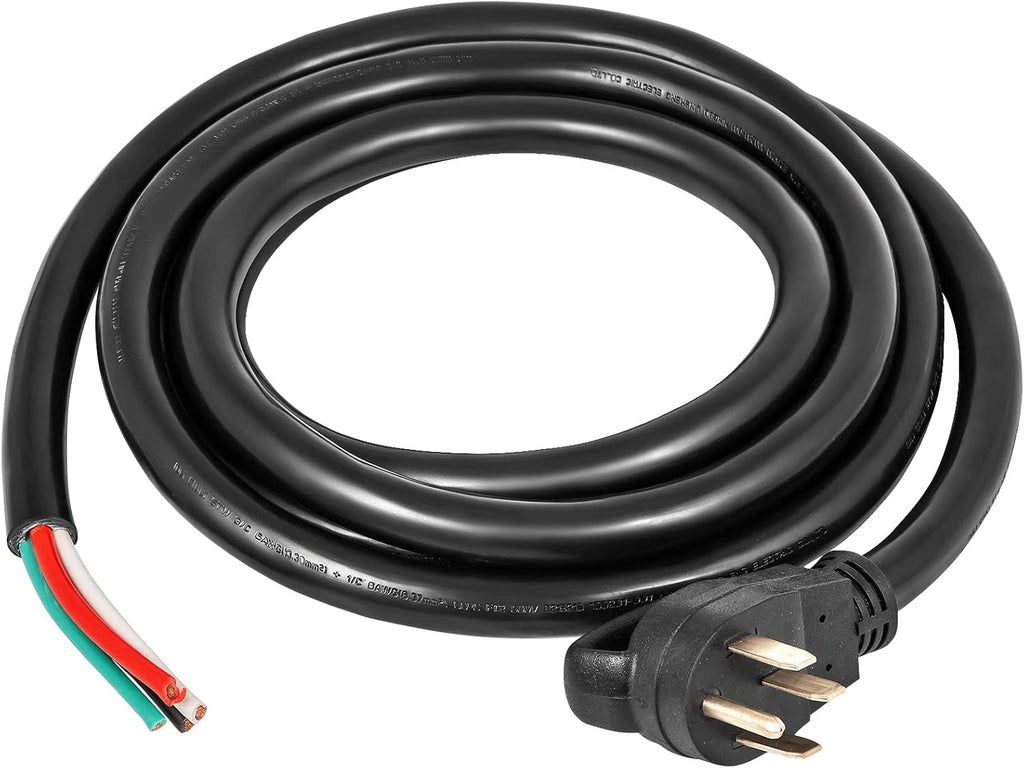 VEVOR 50FT 50 Amp Generator Cord, 6/3+8/1 AWG Pure Copper STW Cable 125V/250V 12500W, NEMA 14-50P to Bare Wire Open End for Transfer Switch Inlet Box Hardwire, ETL Listed