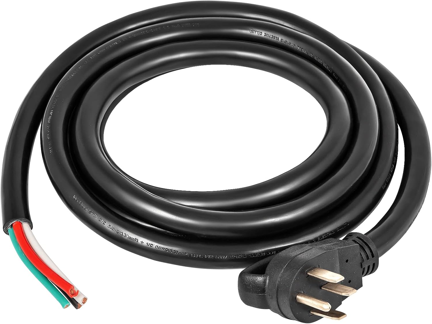 VEVOR 50FT 50 Amp Generator Cord, 6/3+8/1 AWG Pure Copper STW Cable 125V/250V 12500W, NEMA 14-50P to Bare Wire Open End for Transfer Switch Inlet Box Hardwire, ETL Listed