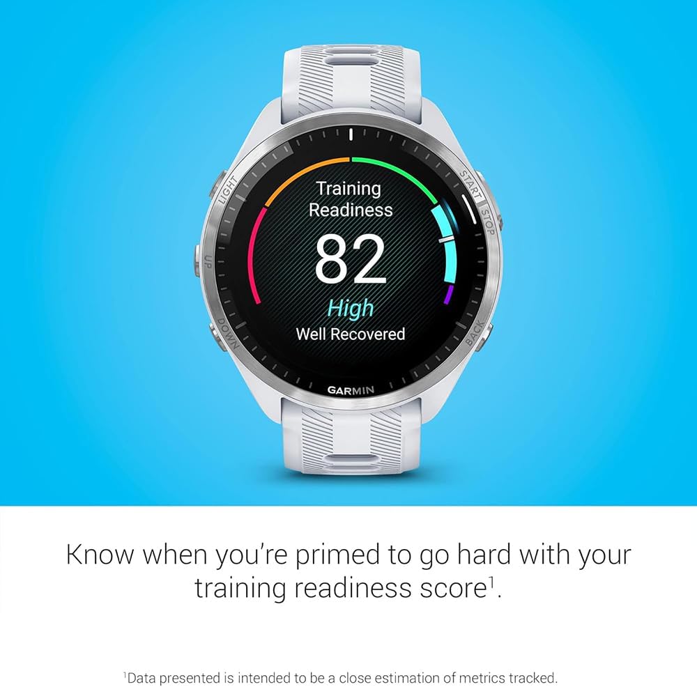 Garmin 010-02809-01 Forerunner 965 Running Smartwatch Whitestone and Powder Gray | Official USA Partner Model | Bundle with Deco Essentials Exclusive 26 Month CPS Enhanced Protection Pack