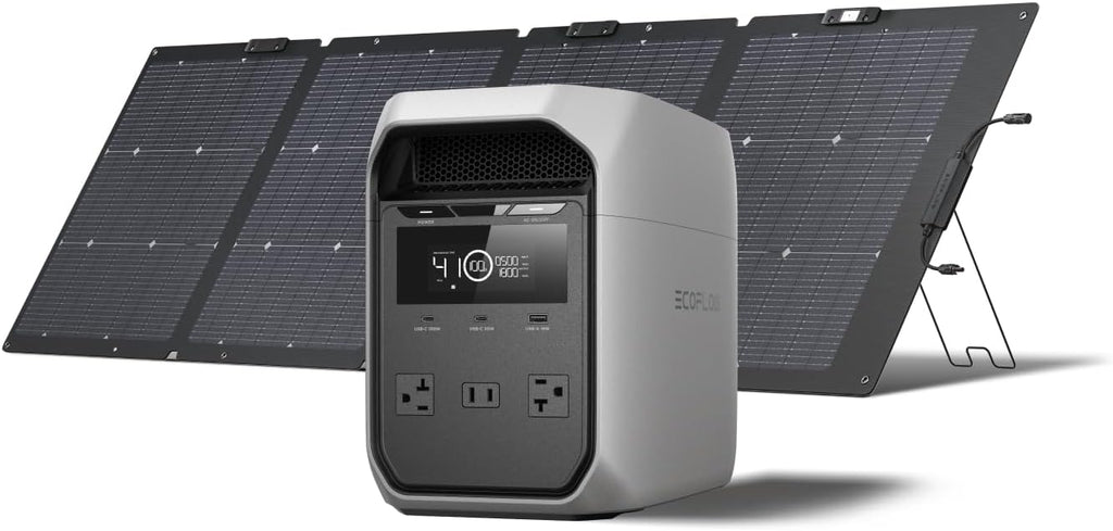 EF ECOFLOW Solar Generator DELTA 3 Classic with 220W Solar Panel, 1024Wh LiFePO4 Battery Portable Power Station, 1800W AC/100W USB-C Output (3600W Surge), 1 Hr Fast Charge for Home, Camping, RV