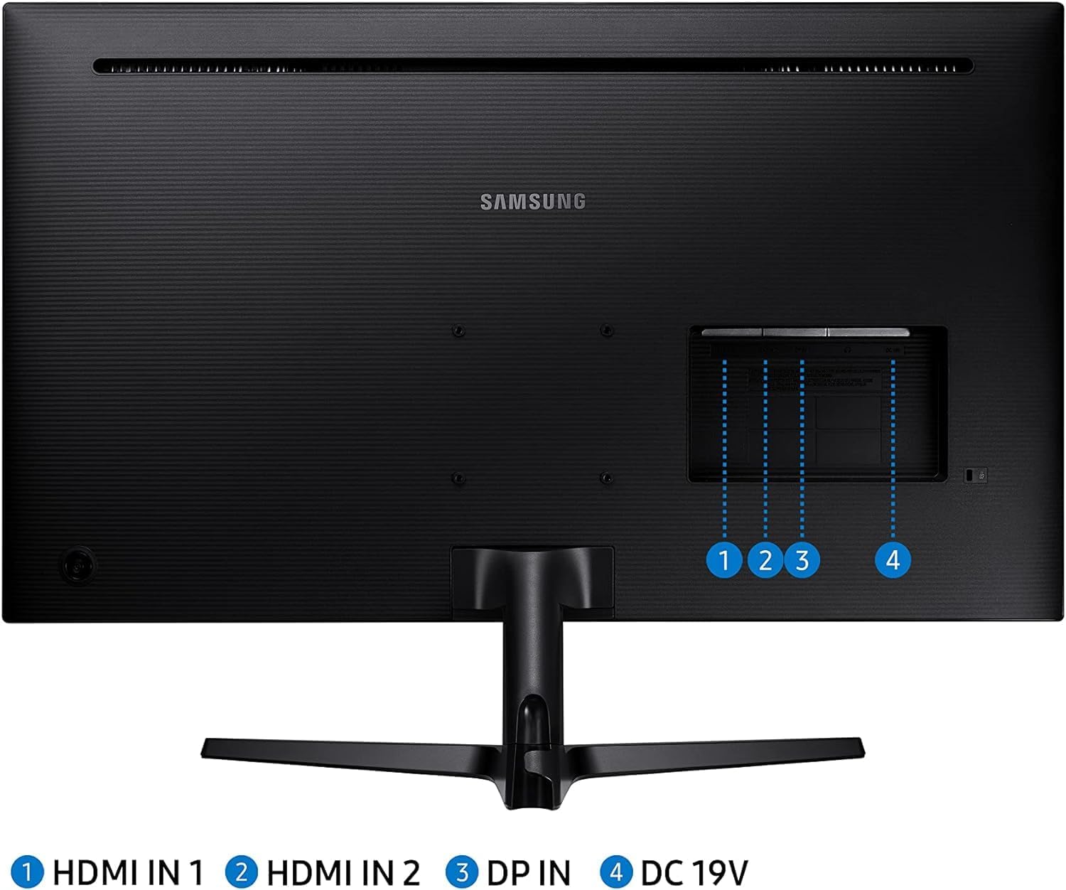 SAMSUNG 32-Inch ViewFinity UJ590 UHD Monitor, 4K (3840x2160) Display, 60Hz, 4ms, HDMI/Display Port, AMD FreeSync, Eye Saver/Flicker Free Mode, Dark Gray/Blue, with MTC HDMI Cable