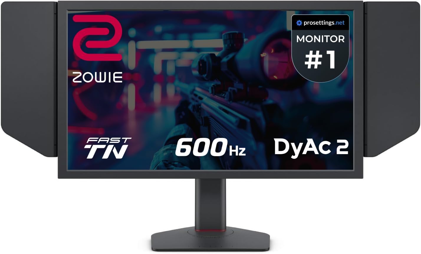 BenQ Zowie XL2586X+ 24.1 New Fast TN 600Hz Gaming Monitor, DyAc 2, 1080p, Auto Game Mode by XL Setting to Share, Height Adjustment Powered by Industrial-Grade Bearing Design, S Switch, Shielding Hood
