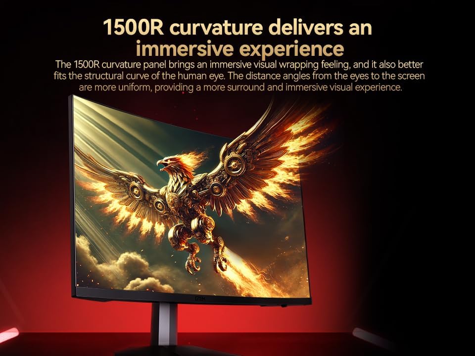GTek 27 Inch Curved 280Hz 240Hz Gaming Monitor FHD 1080P, 1500R Curve Computer Monitor, 1920 x 1080P, VA 1ms MPRT,FreeSync, DisplayPort/HDMI, for Gaming, Streaming & Home Office
