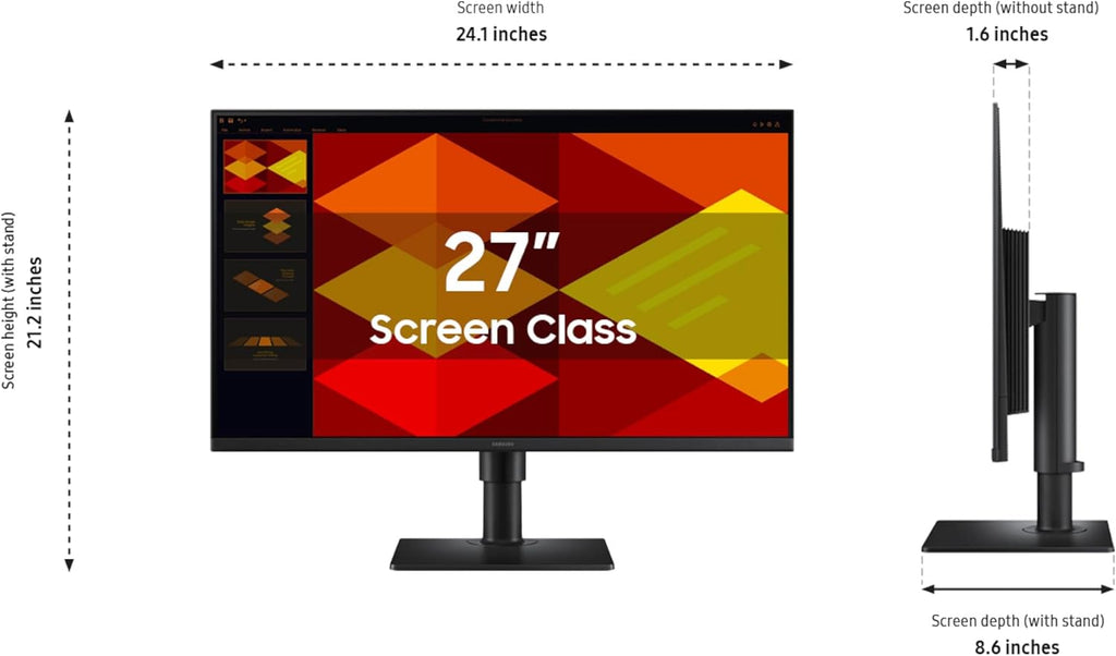 Samsung 27' (S40GD) Borderless Business Monitor with IPS Panel, 100Hz Refresh Rate, Eye Saver Mode, Ergonomic Design, Game Picture Mode, LS27D402GANXGO, 3 Yr Warranty