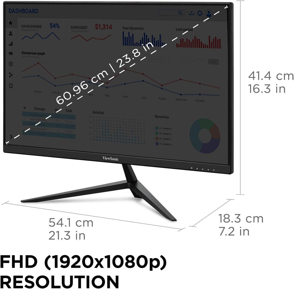 ViewSonic VX2428A 24 Inch 1080p Gaming Monitor, IPS Display with 180Hz and 0.5ms for Fast Gameplay, FreeSync and Eye Care Technology for Smooth Visuals, HDMI, and DisplayPort Inputs