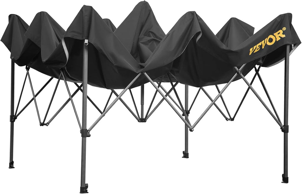 VEVOR 10x10 FT Pop up Canopy with Removable Sidewalls, Waterproof Winter Instant Canopies, Portable Gazebo Tent with Wheeled Bag, UV Resistant Enclosed Canopy for All-Weather Outdoor Events Black