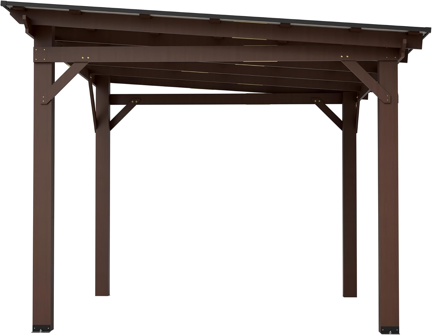 10' x 13' Hardtop Gazebo, Outdoor Pergola with Metal Roof, Grill Gazebo with Wooden Frame & Galvanized Steel Lean to Canopy, Pavilion for Patio, BBQ,Backyard, Garden, fir Wood