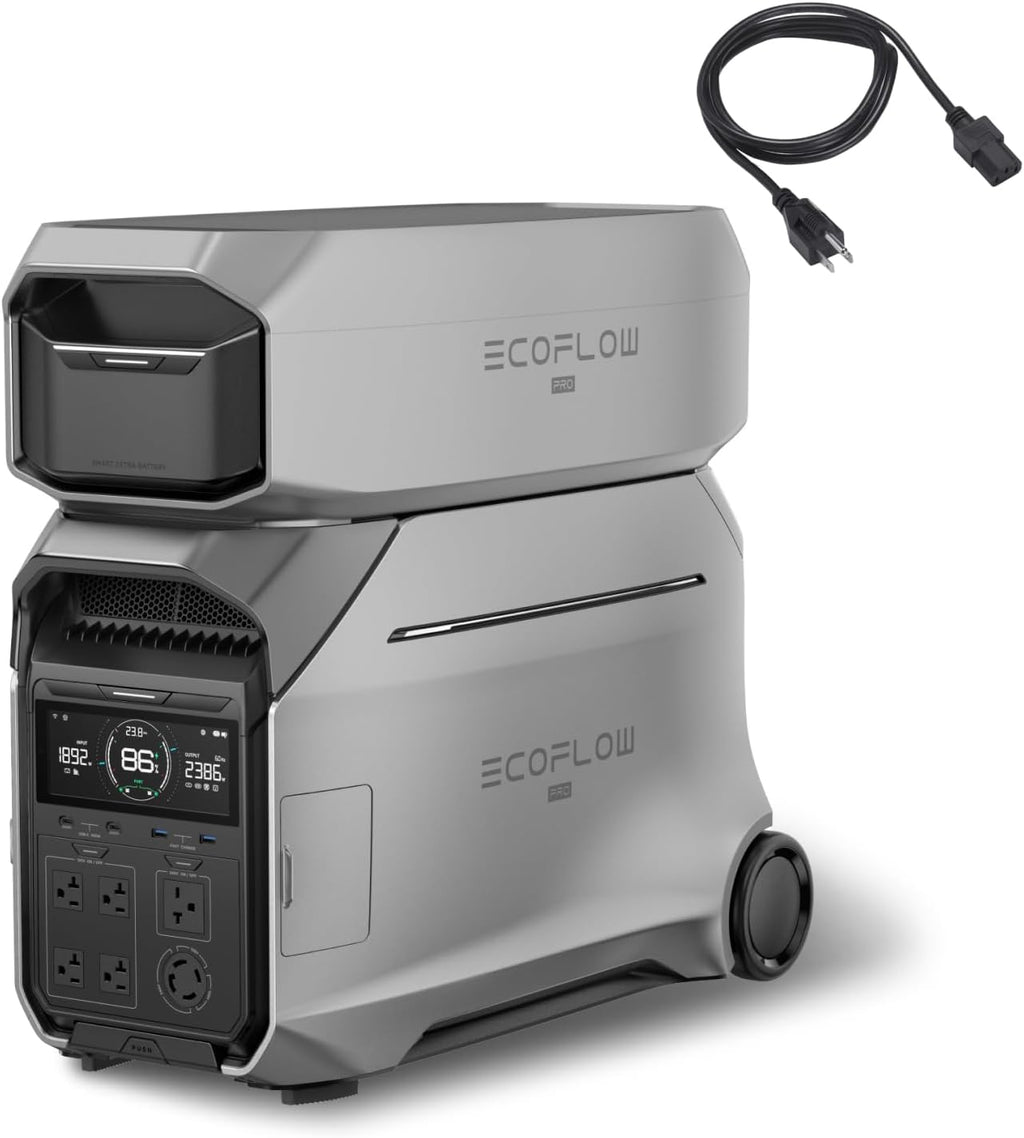 EF ECOFLOW 8kWh Portable Power Station: DELTA Pro 3 with AC Cable and Extra Battery, 120/240V 4000W AC Output, Solar Generator for Home Use, Camping, Emergencies, RVs, and Outdoor Generators