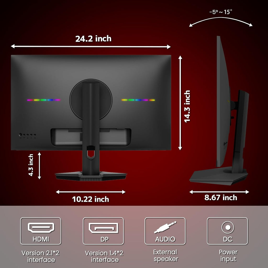 CRUA 27' 4K Gaming Monitor, UHD 3840x2160 160Hz IPS Screen, Height/Pivot/Swivel/Tilt Adjustable Vertical Monitor, Support AMD FreeSync, Built-in Speakers, 120% sRGB, PIP/PBP, HDMI 2.1 & DP 1.4-Black