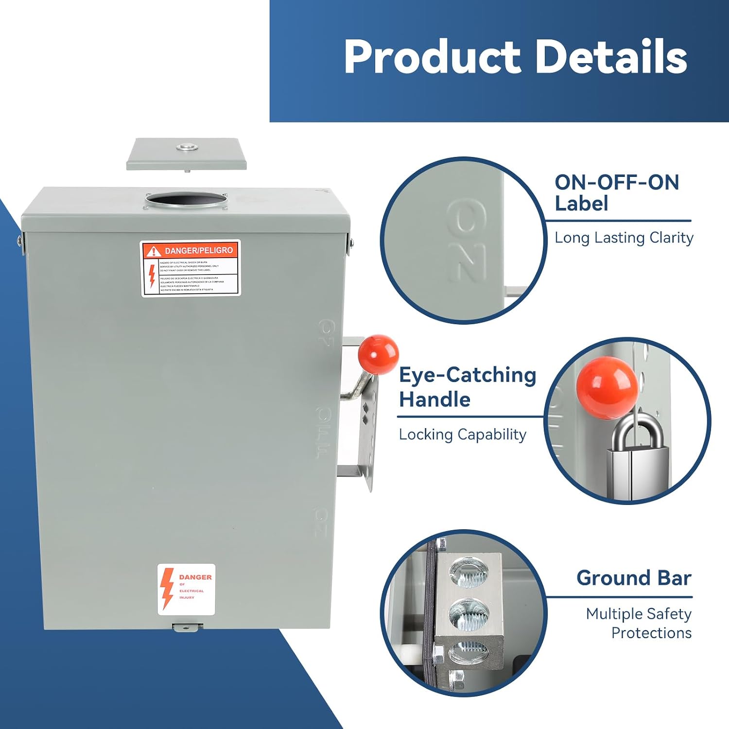 200 Amp Generator Transfer Switch Manual, 48000W General Duty Double Throw Switch, 120/240V, Stronger&Stability, Meeting NEMA 3R Standards for Outdoor and Indoor, Enlarged Enclosure for Easy Wiring