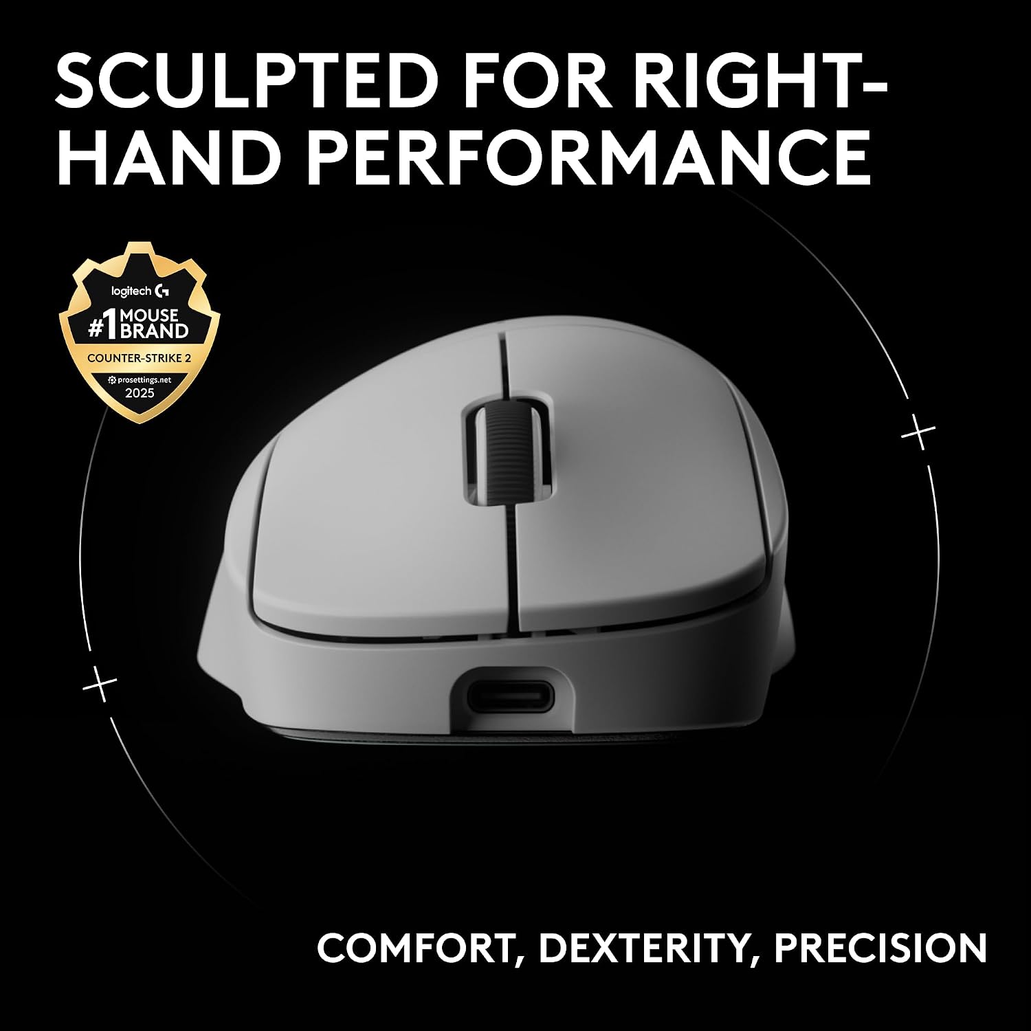 Logitech G PRO X Superlight 2 DEX Wireless Gaming Mouse, 60g pro-Grade Right-Handed Mouse with 5 programmable Buttons, USB-C Charging, 44k DPI Sensor, up to 8 kHz Polling for PC/Mac - White