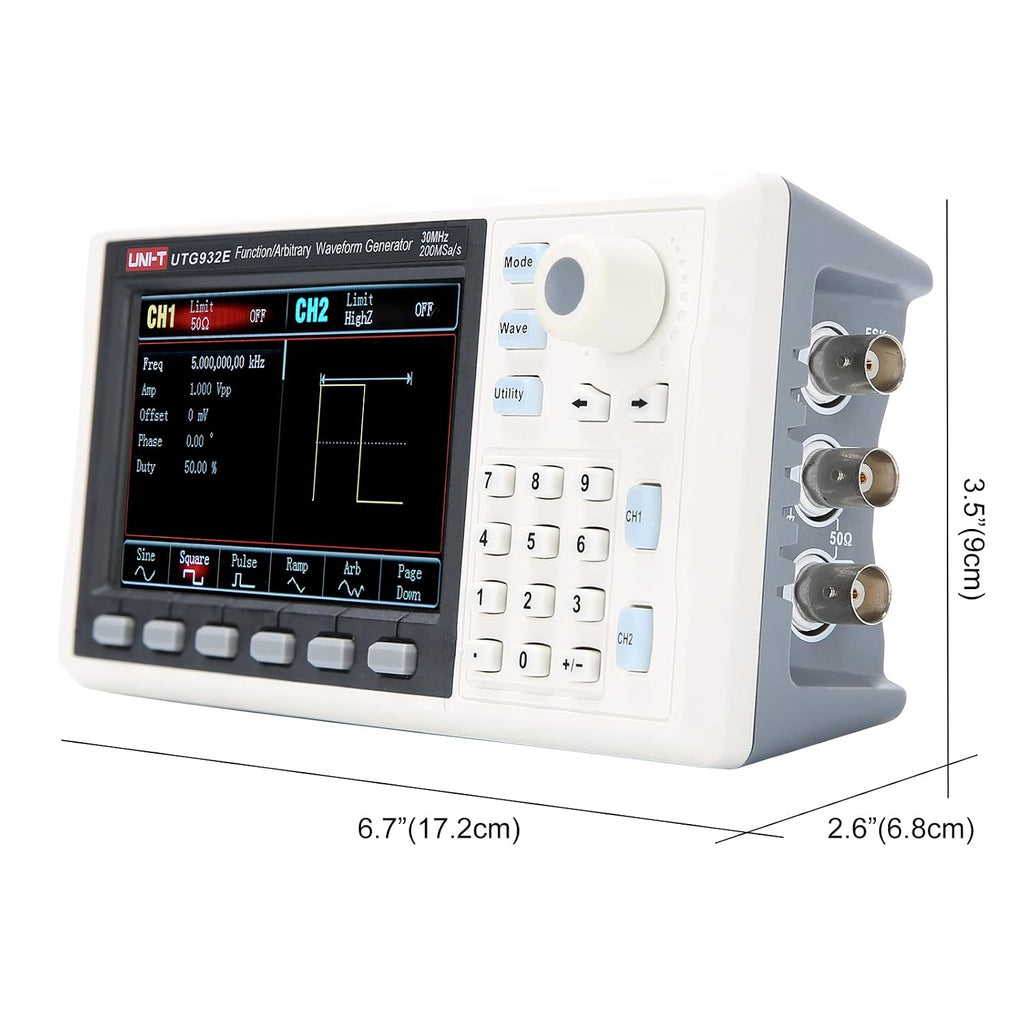 UNI T UTG932E 30MHz Function Generator Arbitrary Waveform Signal Generator Dual-Channel 200MSa/s 14 Bits Frequency Meter