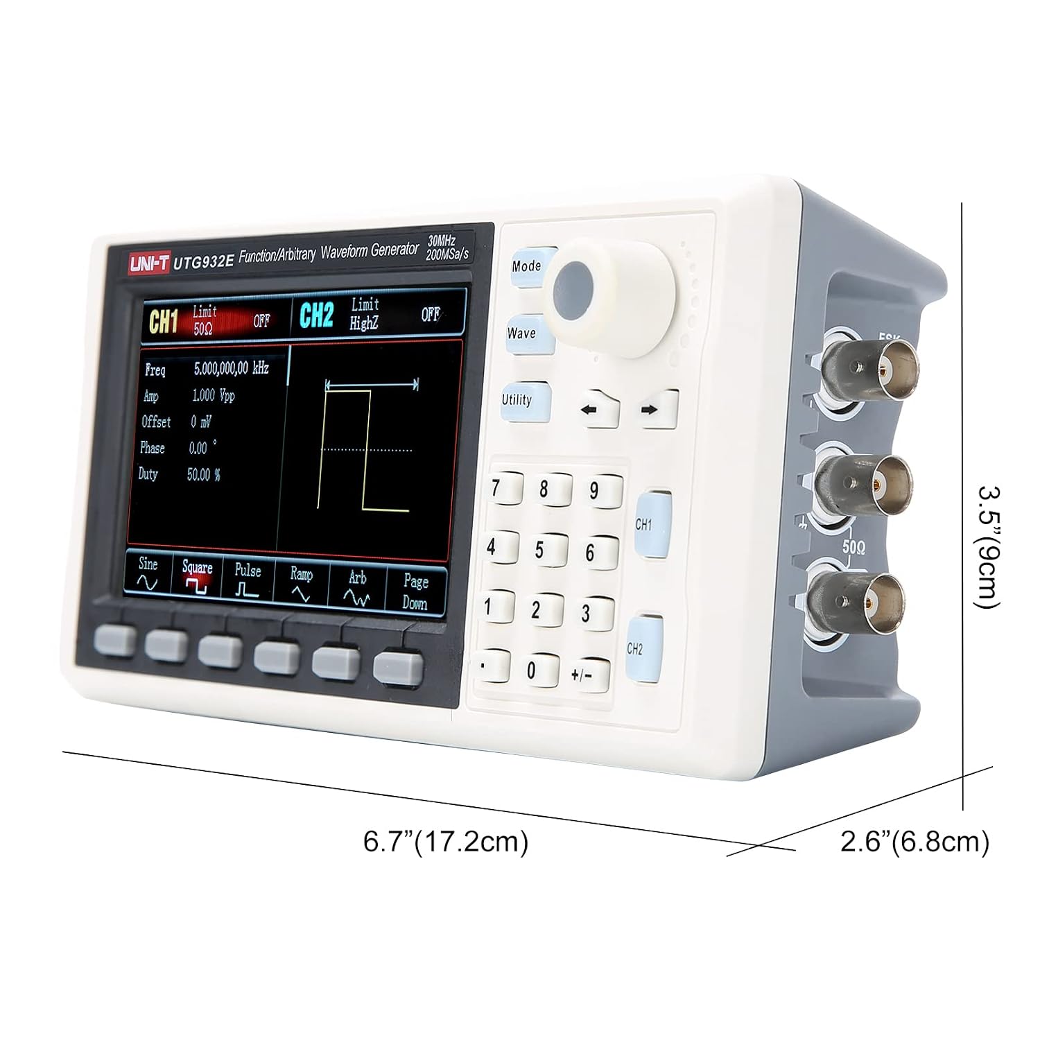 UNI T UTG932E 30MHz Function Generator Arbitrary Waveform Signal Generator Dual-Channel 200MSa/s 14 Bits Frequency Meter
