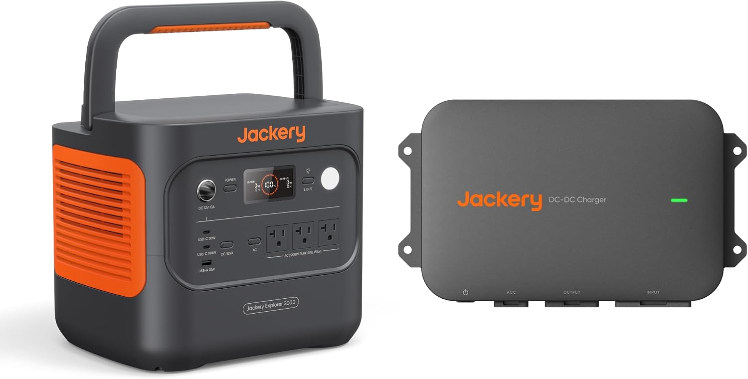 Jackery Solar Generator 2000 v2 with DC-DC Alternator Charger, 2042Wh/2200W LiFePo4 Portable Power Station, 20ms UPS Home Backup, USB-C PD 100W Fast Charging for Power Outages, Emergencies, Camping