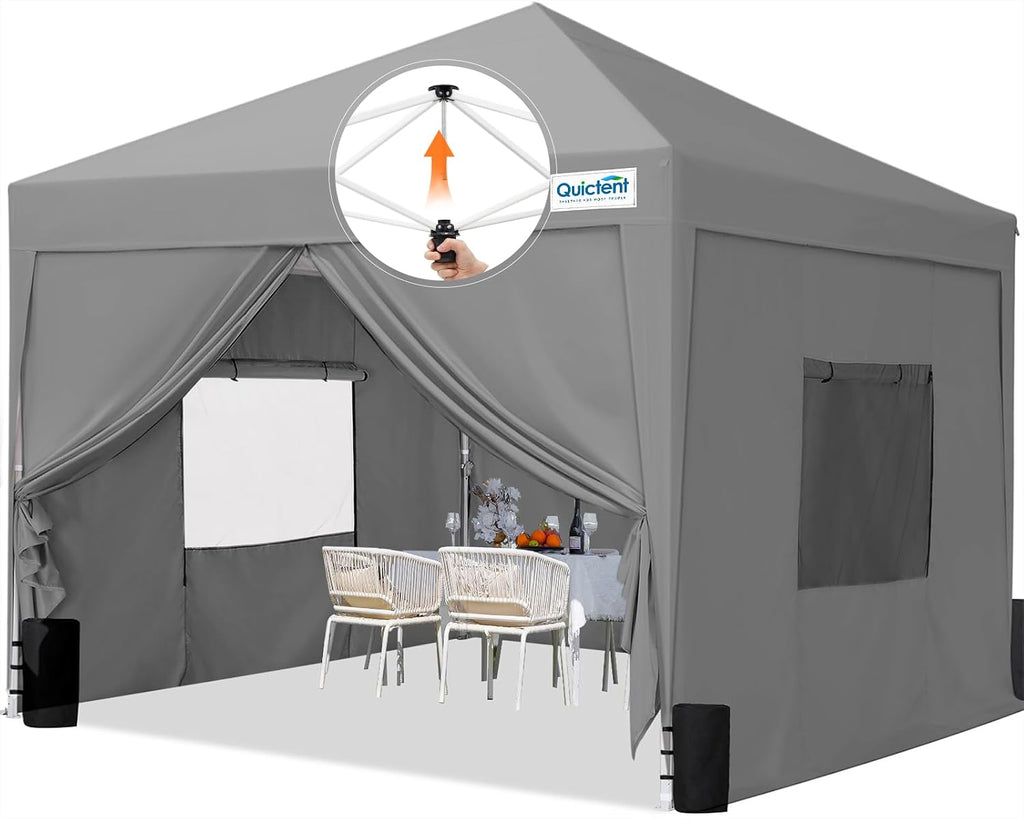 Quictent Privacy 8x8 Pop up Canopy Tent with Sidewalls and Roll-up Ventilated Windows, One Person Easy Setup, Outdoor Commercial Gazebo Shelter Enclosed Waterproof, Bonus 4 Sandbags
