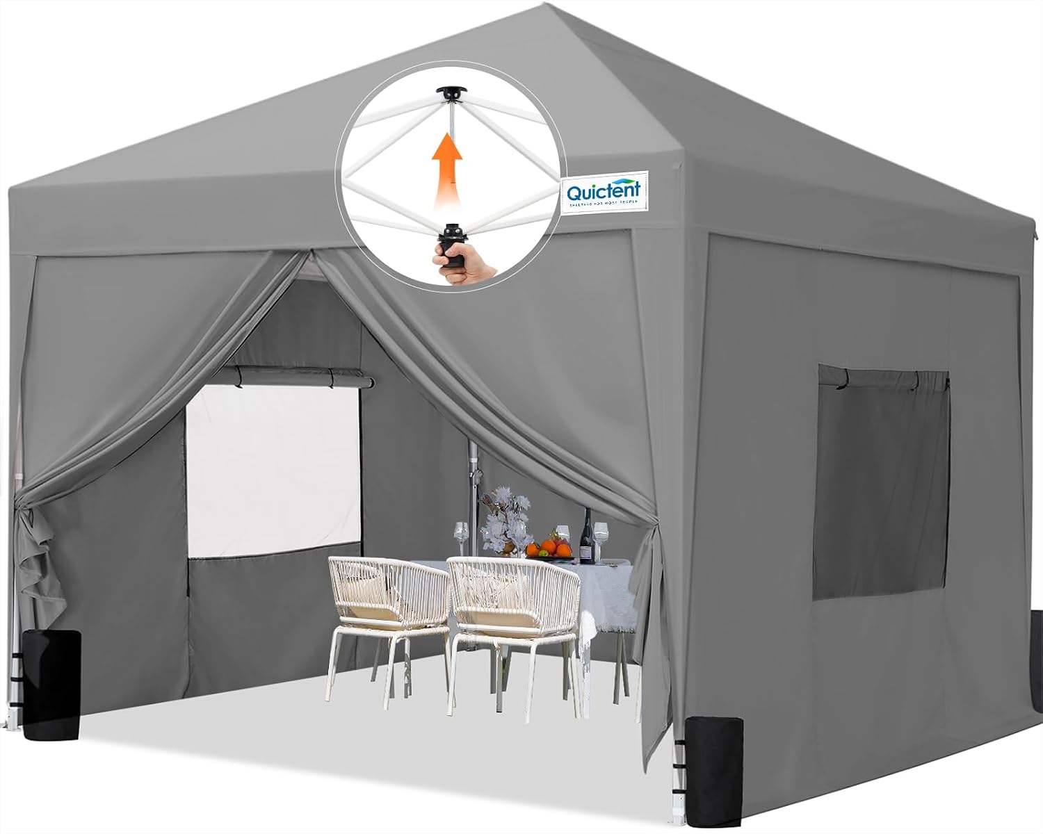 Quictent Privacy 8x8 Pop up Canopy Tent with Sidewalls and Roll-up Ventilated Windows, One Person Easy Setup, Outdoor Commercial Gazebo Shelter Enclosed Waterproof, Bonus 4 Sandbags