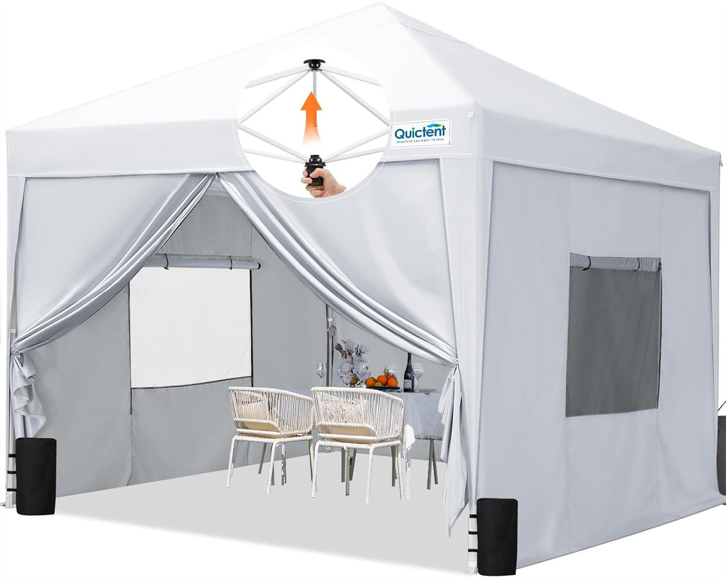 Quictent Privacy 10x10 Pop up Canopy Tent with Sidewalls and Roll-up Ventilated Windows, One Person Easy Setup, Outdoor Commercial Gazebo Shelter Enclosed Waterproof, Bonus 4 Sandbags