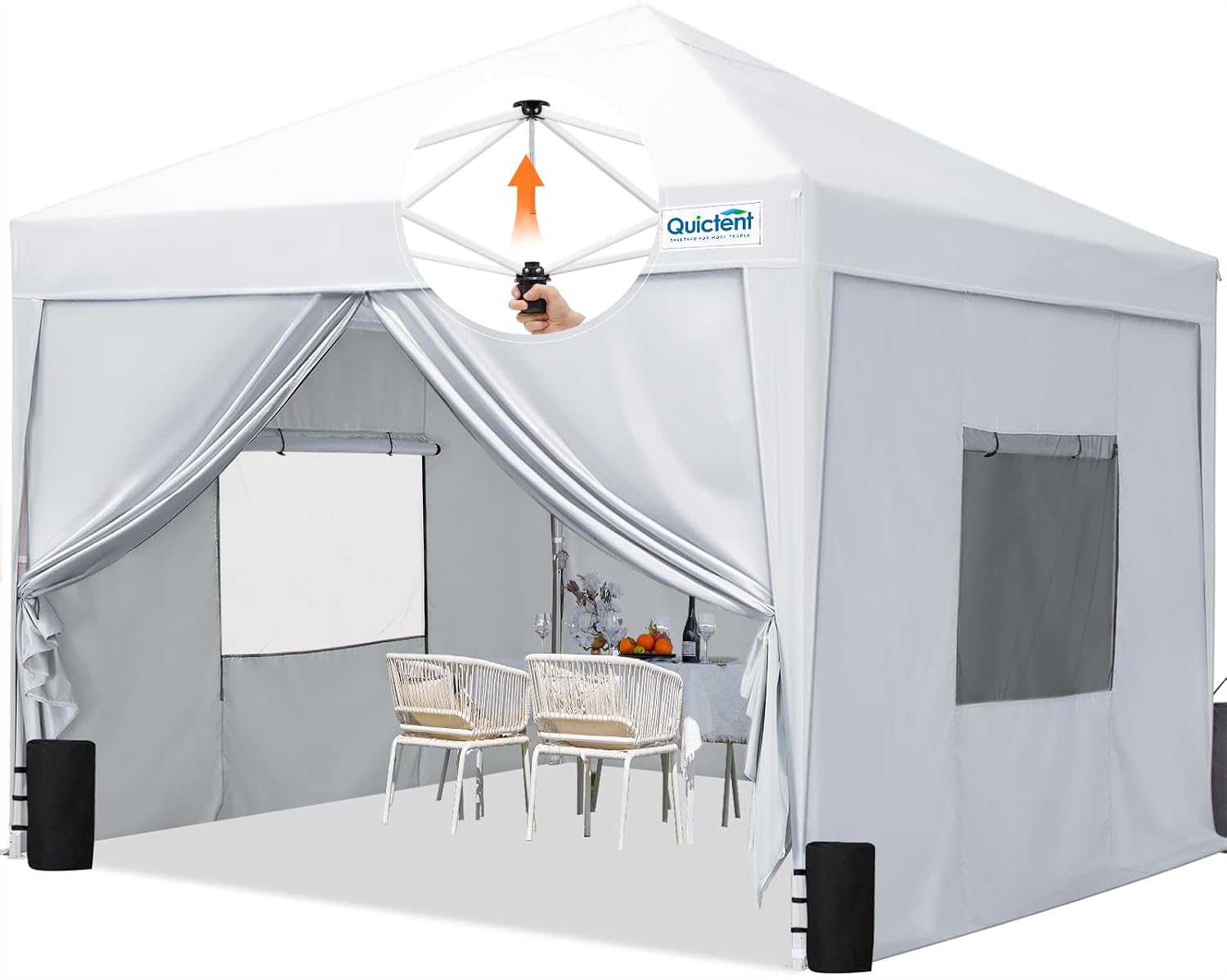 Quictent Privacy 10x10 Pop up Canopy Tent with Sidewalls and Roll-up Ventilated Windows, One Person Easy Setup, Outdoor Commercial Gazebo Shelter Enclosed Waterproof, Bonus 4 Sandbags