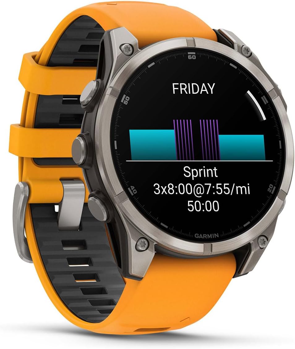 Garmin Fenix 8 AMOLED Sapphire (47mm, Titanium/Spark Orange) Multisport GPS Smartwatch Gift Box Bundle - 1.4' Touchscreen, Built-in LED Flashlight with PlayBetter Charger, Screens, Adapter, Case