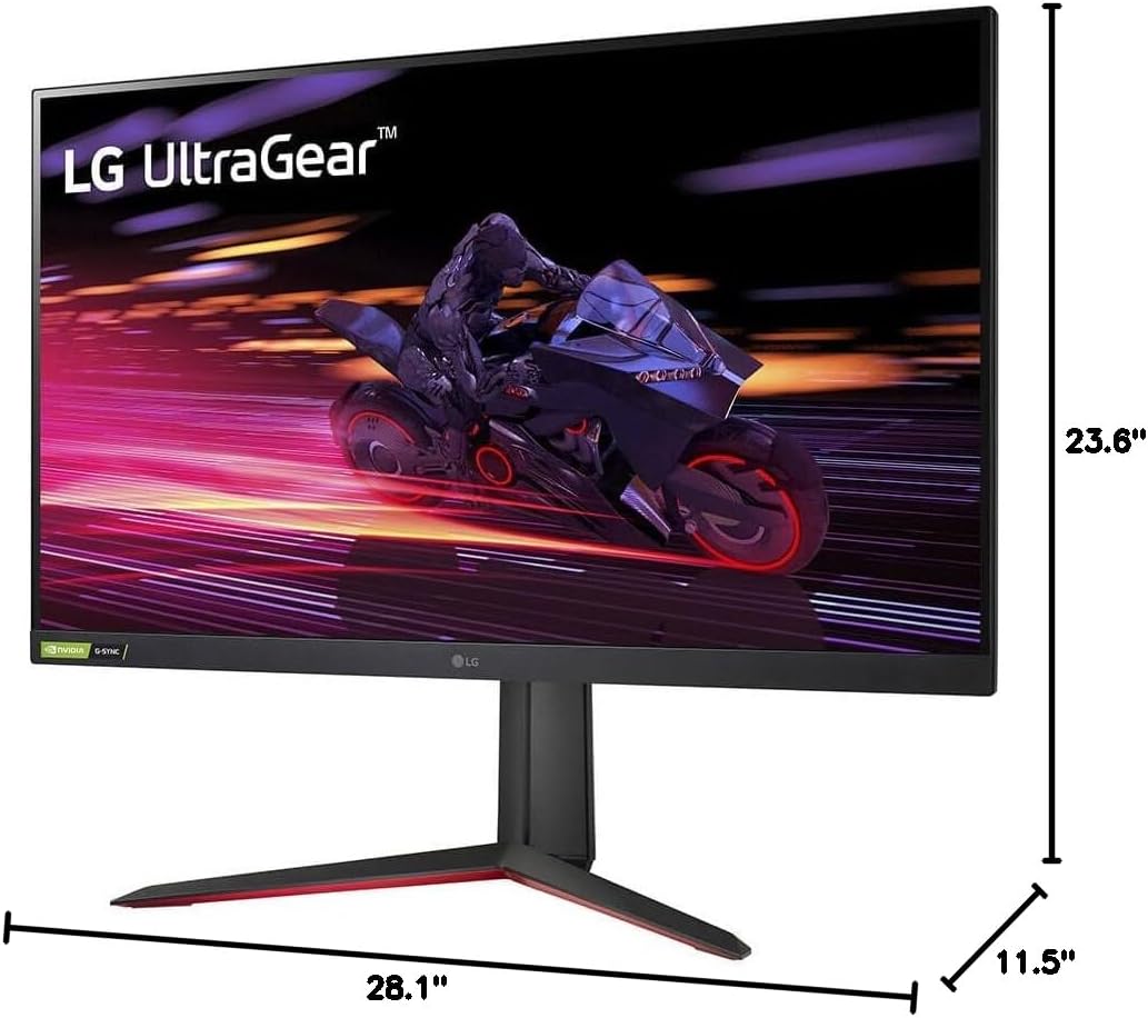 LG 32GP750-B 32 Inch QHD (2560 x 1440) IPS Ultragear Gaming Monitor with 1ms (GtG) and 165Hz Refresh Rate, NVIDIA G-SYNC Compatible with AMD FreeSync Premium, Tilt/Height/Pivot Adjustable - Black