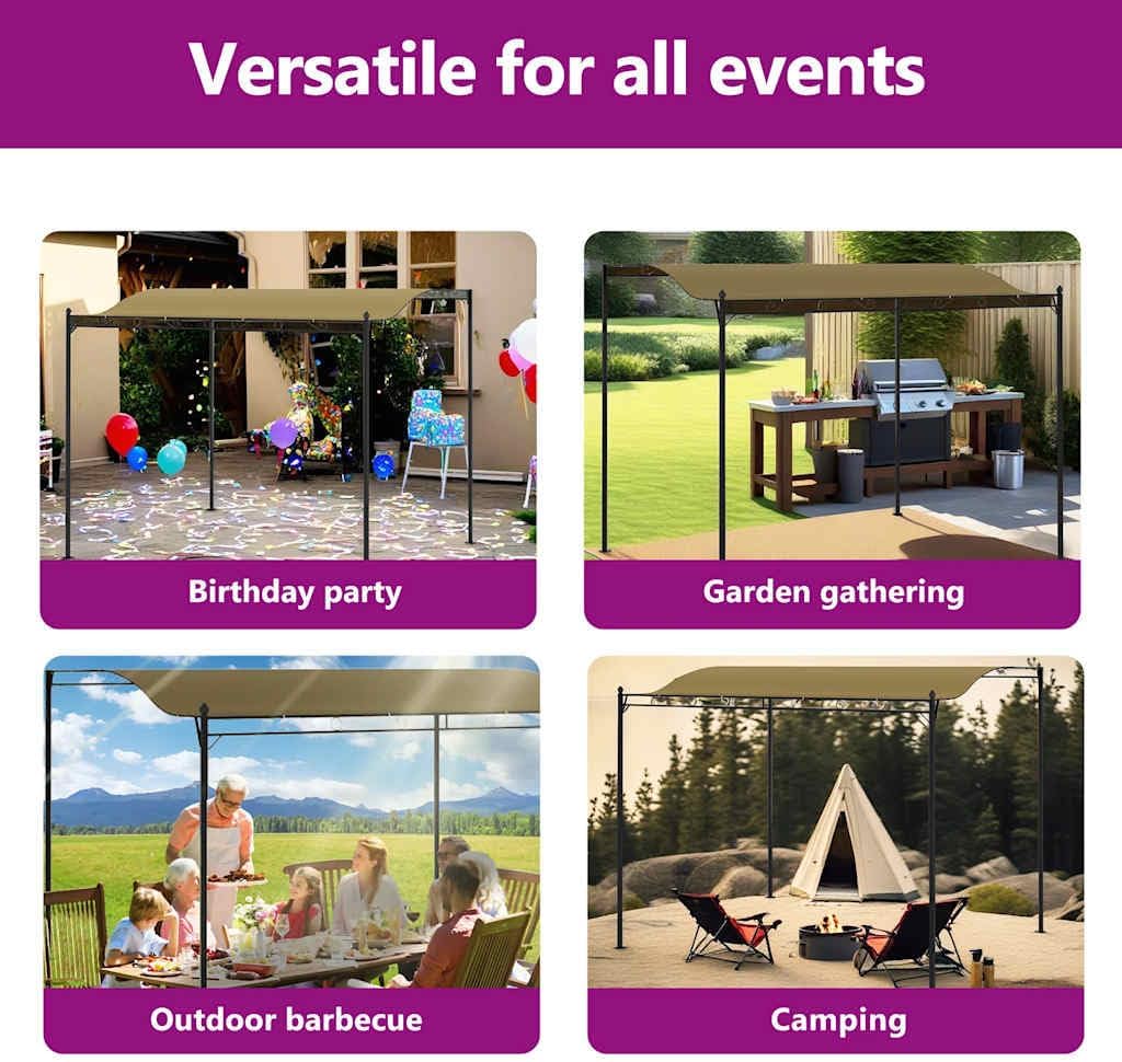 vidaXL Gazebo Set of 2 Taupe Steel and Polyester Large Durable