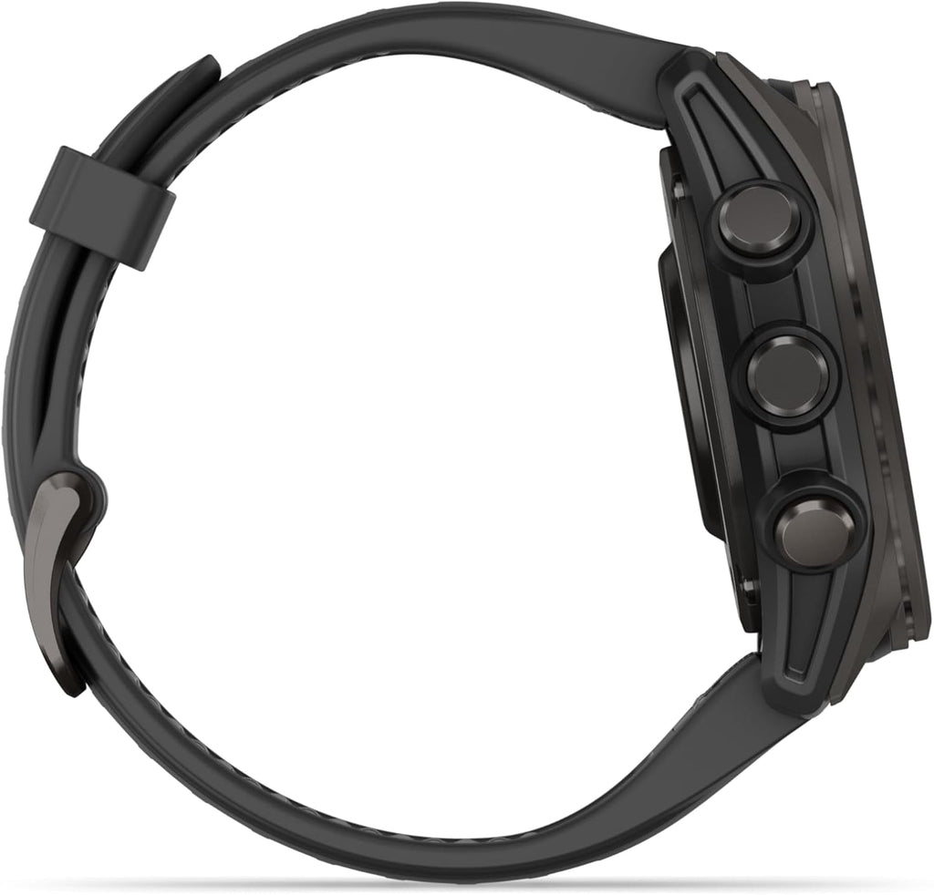 Garmin Fenix 8 – 43 mm Sapphire, AMOLED Multisport GPS Smartwatch, Carbon Gray DLC Titanium with Black/Pebble Gray Silicone, Built-in LED Flashlight Power Bank Bundle