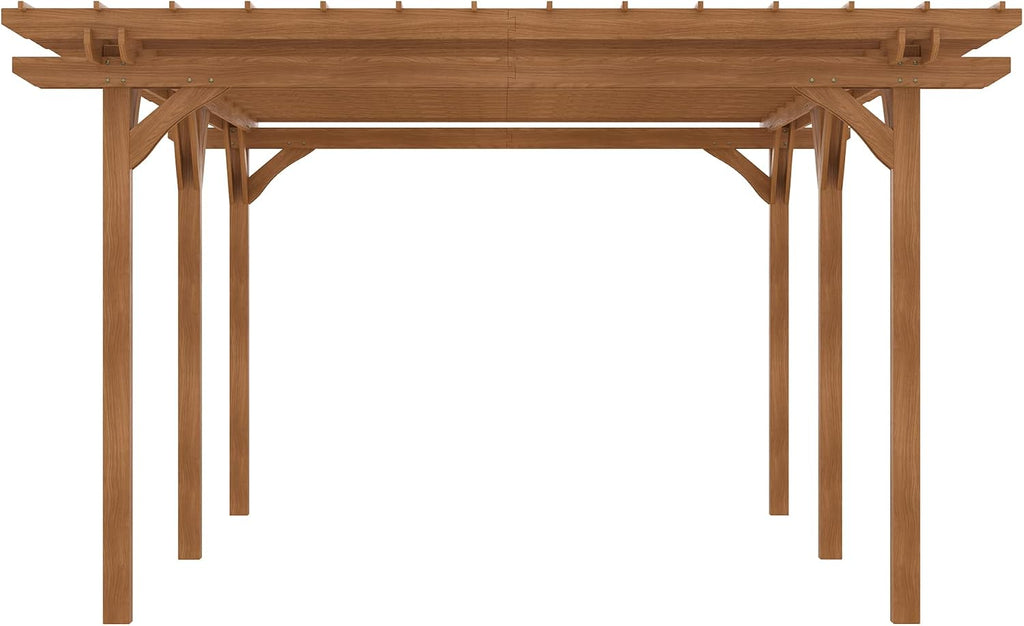 Outsunny 12' x 20' Outdoor Pergola, Wood Gazebo Grape Trellis with Stable Structure for Climbing Plant Support, Garden, Patio, Backyard, Deck, Brown