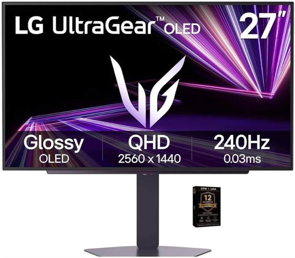 LG Ultragear 27 Inch QHD OLED Gaming Monitor 2650x1440 240Hz 0.03ms NVIDIA G Sync AMD FreeSync Premium Pro 400 HDMI 2.1 DisplayPort Includes 12 Month CPS Protection Plan Enhanced Game Experience
