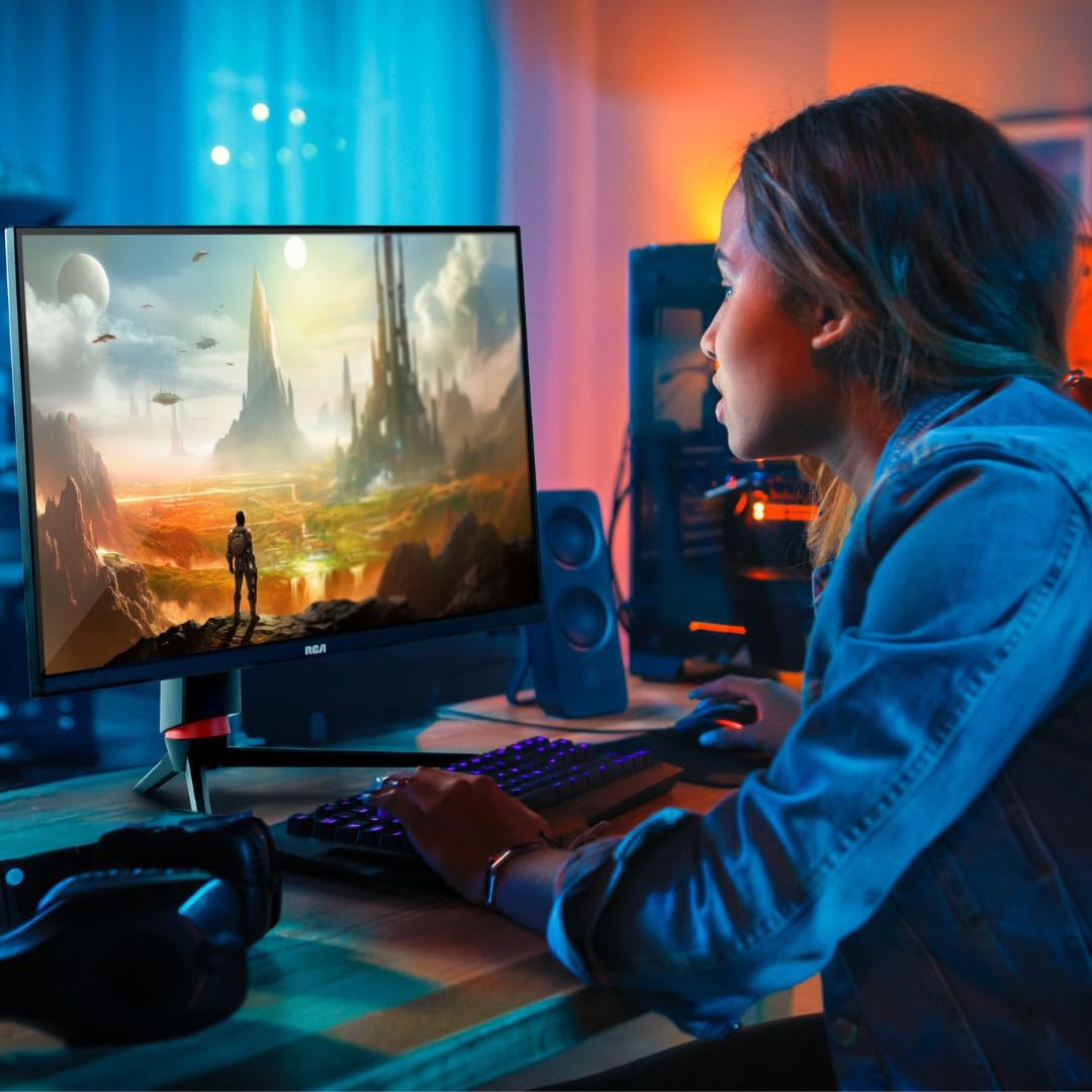 RCA 27' Evolution Select QHD Gaming Monitor | 165Hz, 2560 x 1440p, Adaptive Refresh Technology with 1ms Response, HDR10, Ultra Wide Game View - RGB Backlighting & Adjustable Stand | M27SG134F