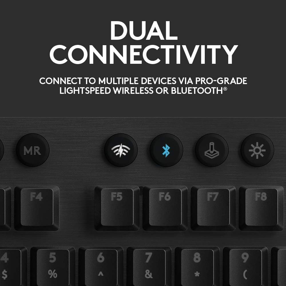 Logitech G915 LIGHTSPEED Wireless RGB Mechanical Gaming Keyboard Clicky, Pro-Grade Wireless, Low Profile Mechanical Switches, 22MM Ultra-Thin Design, Black (Renewed)