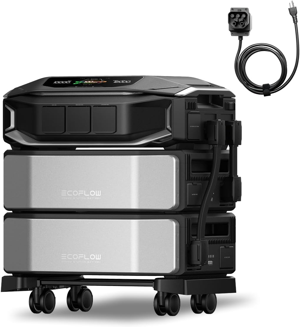 EF ECOFLOW Power Station 12288Wh Delta Pro Ultra X with AC cable, 12000W Solar Generator for Home Battery Backup, Expandable to 180kWh, Outdoor & Camping Power Supply (1x Inverter + 2 x Batteries)