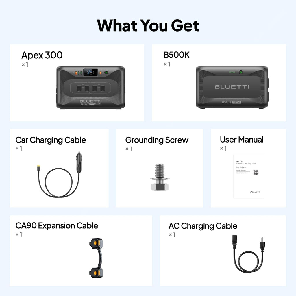 BLUETTI Apex 300 Portable Power Station & B500K Expansion Battery, 7884.8Wh LFP Battery Backup with 6 3840W AC Outlets (7680W Surge), 120V/240V Dual Voltage Output, for Home, RV and Emergencies