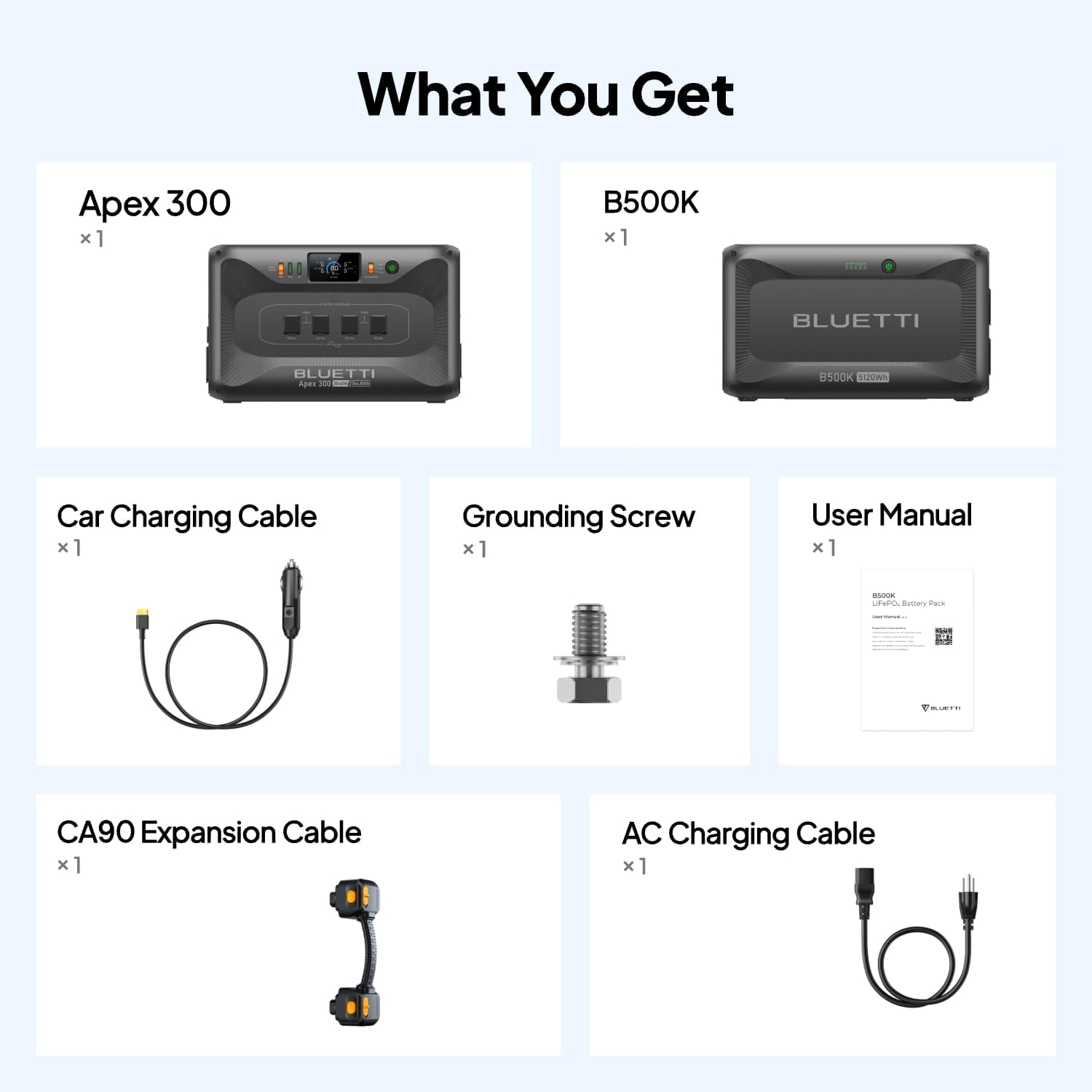 BLUETTI Apex 300 Portable Power Station & B500K Expansion Battery, 7884.8Wh LFP Battery Backup with 6 3840W AC Outlets (7680W Surge), 120V/240V Dual Voltage Output, for Home, RV and Emergencies