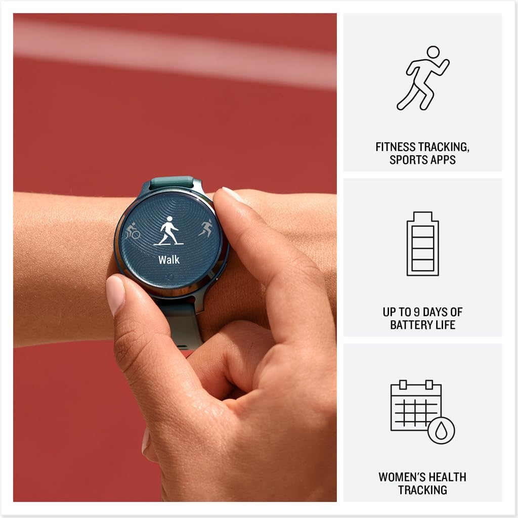Garmin Lily 2 Active Small and Stylish Smartwatch Up to 9 Days Battery Built-in GPS Hidden Display Patterned Lens Life Jasper Green 010-02891-02 Fitness Smart Watch Bundle for Women